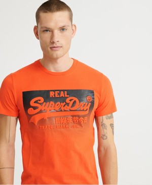 Superdry Vintage Logo Halftone Embossed Férfi Pólók Narancssárga | CIRZJ7823